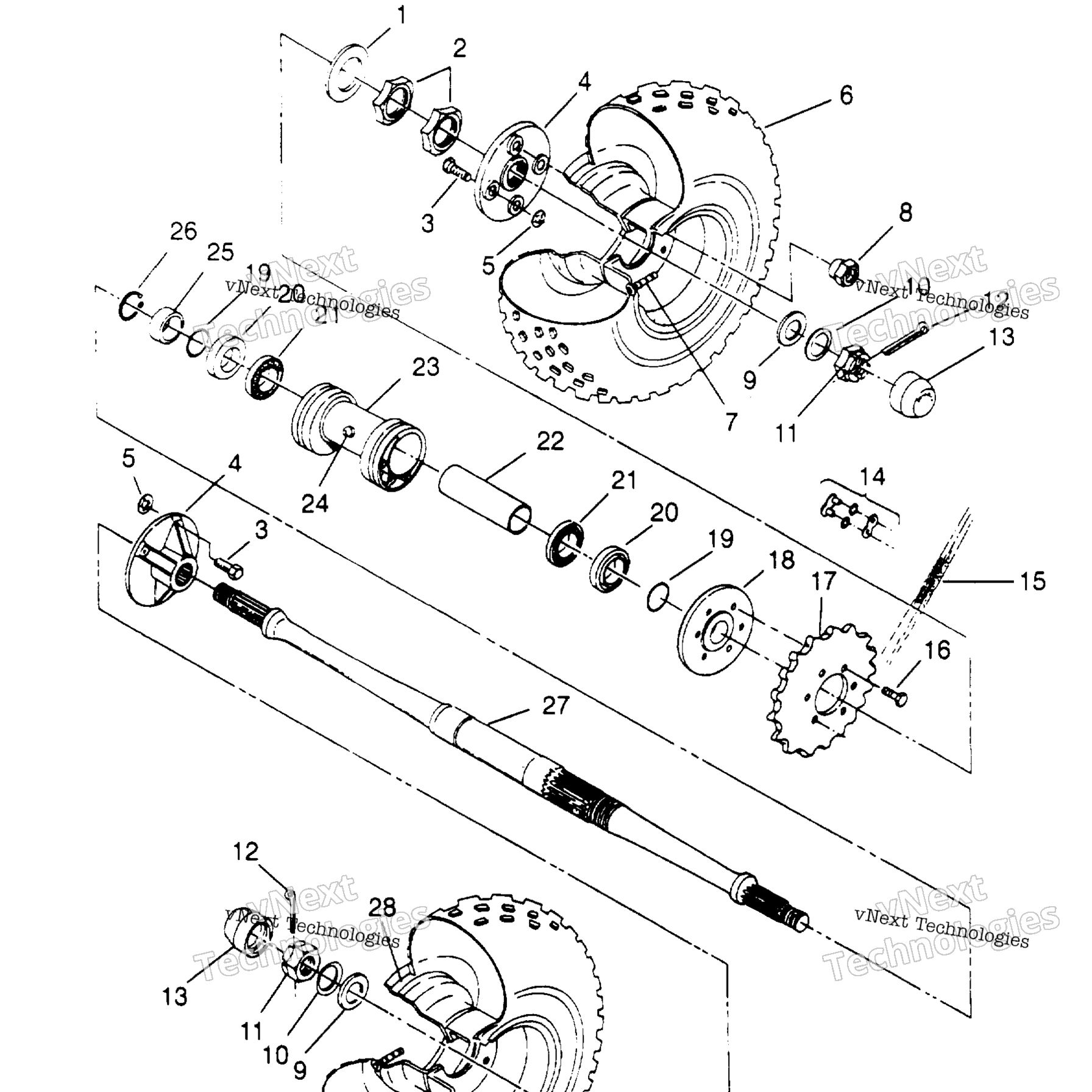 Схема узла Rear Wheel Drive Assembly 6X6 400L U.s. , Swedish S958740 & No