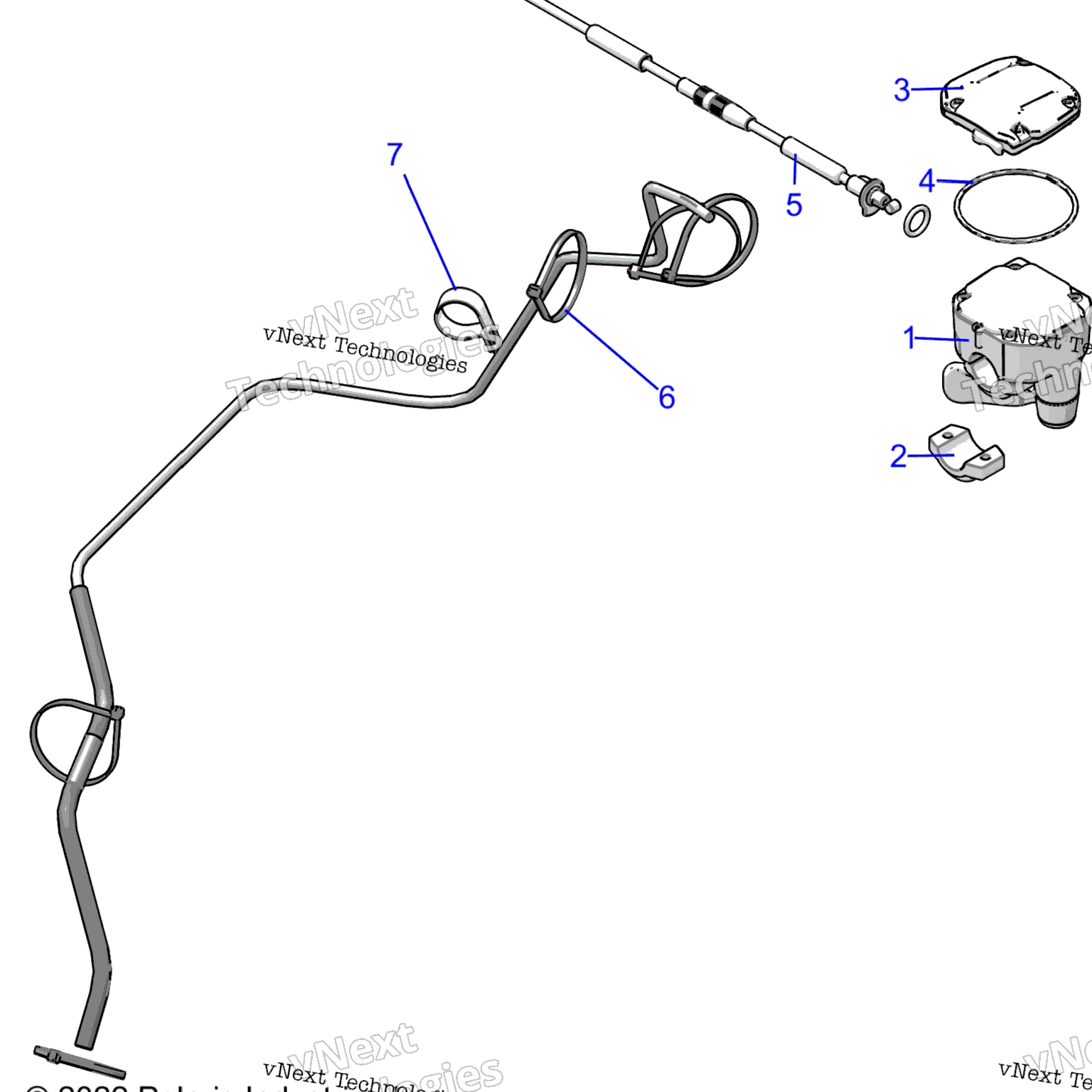 Схема узла Steering, Controls, Throttle Asm. & Cable