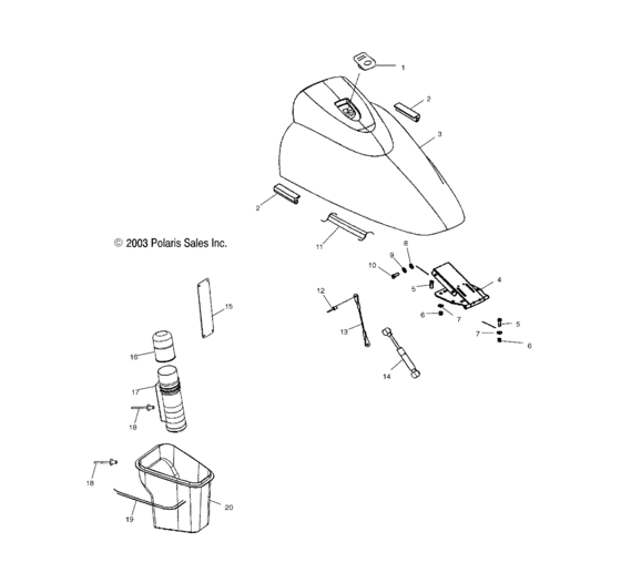 Схема узла Front Storage Compartment (W045197Da/Ia) Для Polaris Virage