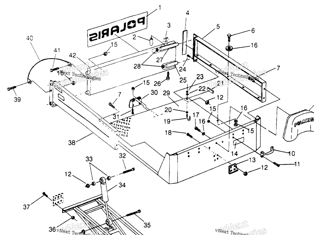 Схема узла Rear Bed Mounting 6X6 400L U.s. , Swedish S958740 & Norwegian