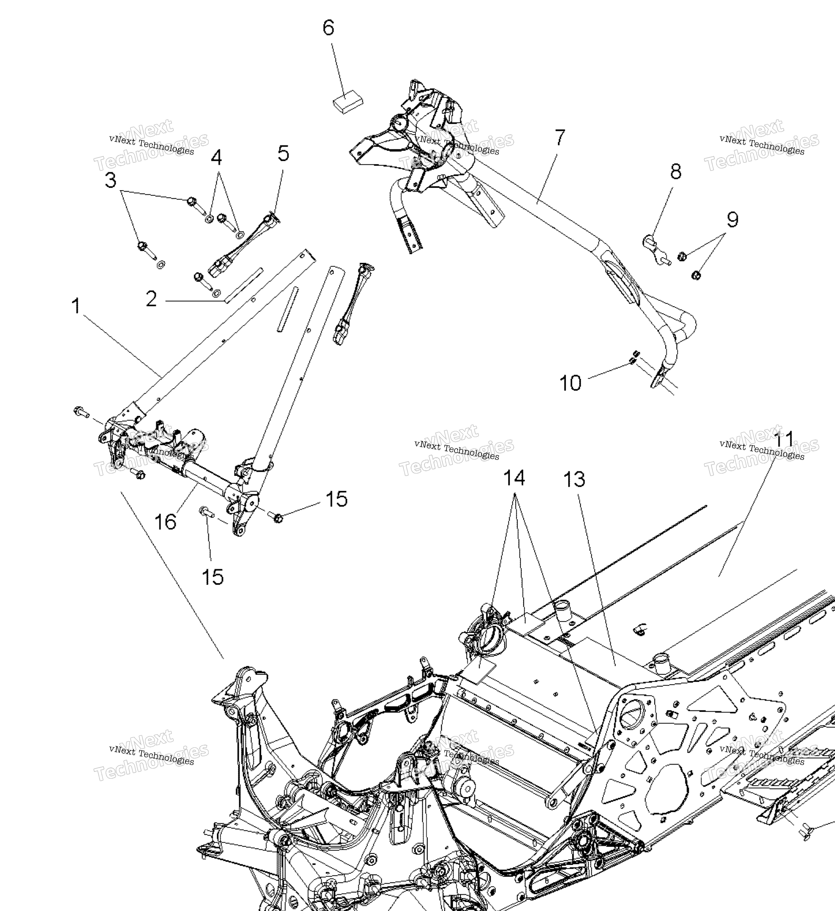 Схема узла Chassis, Chassis Asm. & Over Structure All Options
