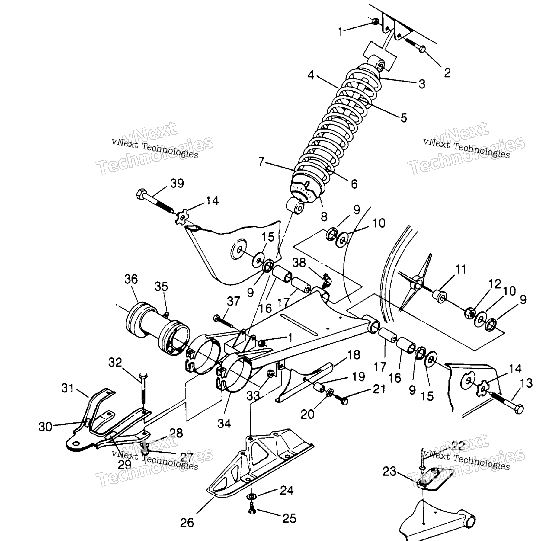 Схема узла Рычаг Маятника/Крепление Амортизатора 2X4 300