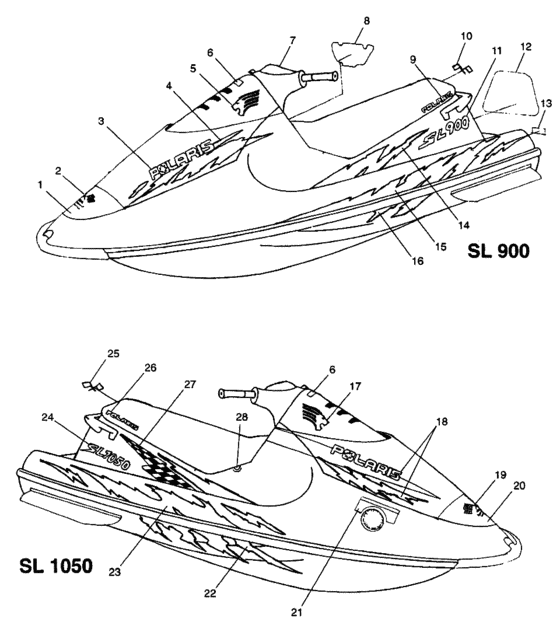 Схема узла Наклейки (Sl 900 B974091 And Sl 1050 B974090) Для Polaris Sl 1050