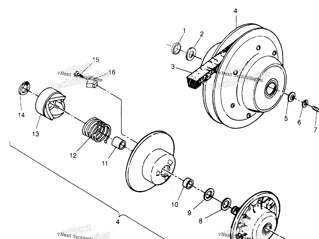 Схема узла Driven Clutch Assembly 6X6 400L U.s. , Swedish S958740 & Norwe