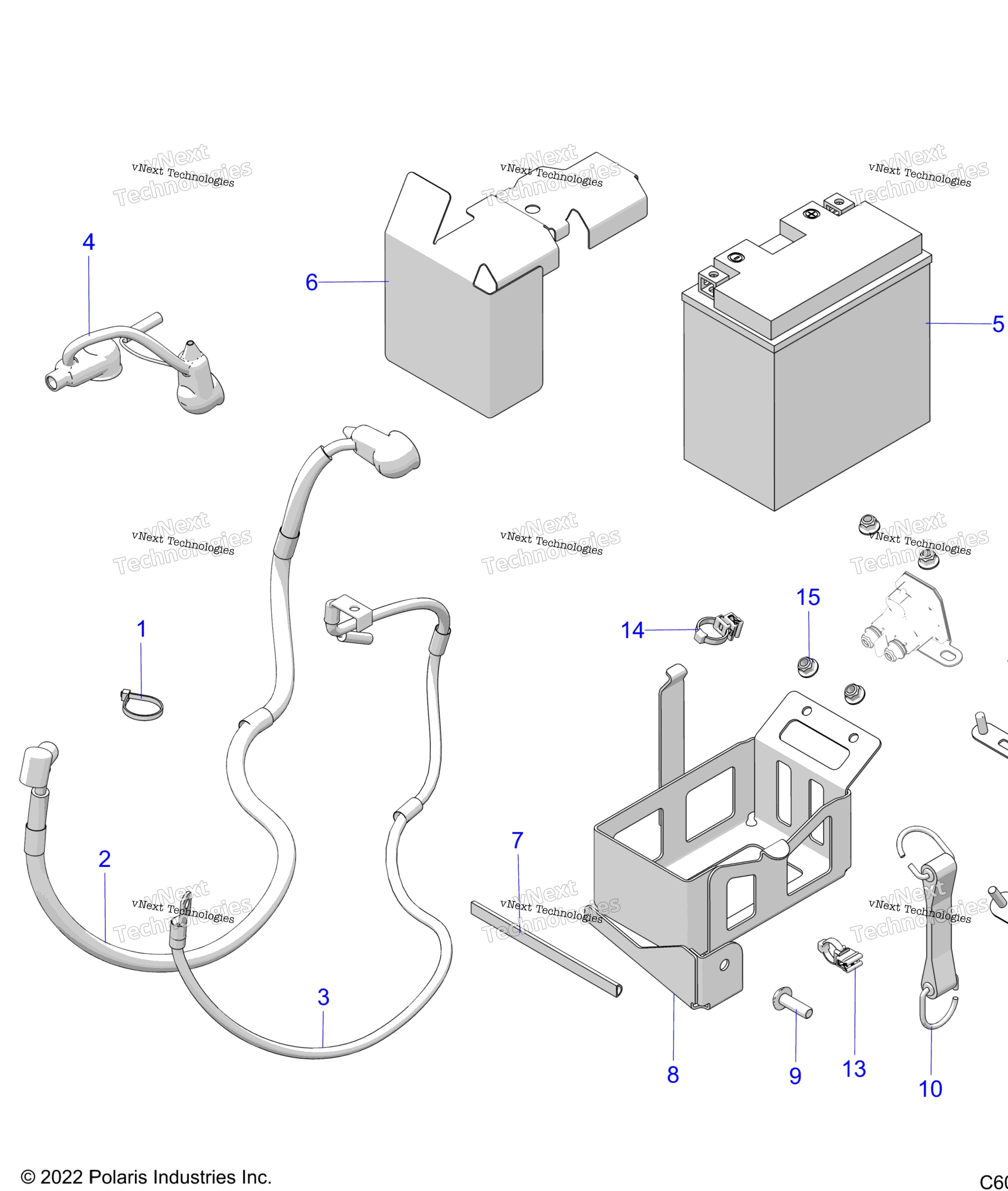 Схема узла Electrical, Battery/Box & Cables E.s. Option