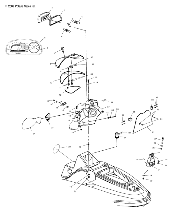 Схема узла Shroud (W035101Ca/W035101Ia) Для Polaris Virage I