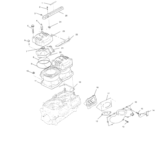 Схема узла Cylinder & Manifold (W014697D) Для Polaris Int\'l Slh