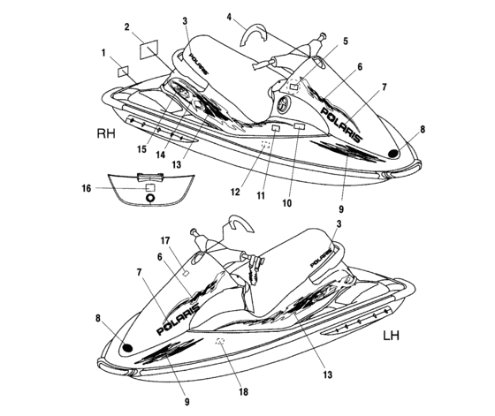 Схема узла Наклейки (W014699D) Для Polaris Slx