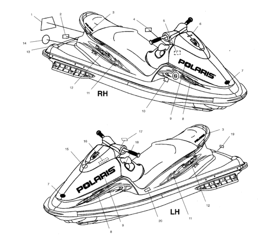 Схема узла Наклейки (W015199D) Для Polaris Int\'l Virage Tx