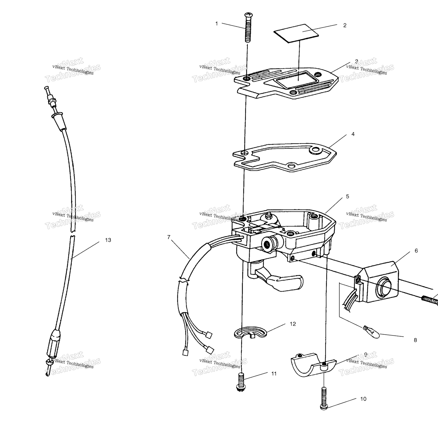 Схема узла Controls Throttle Asm./Cable