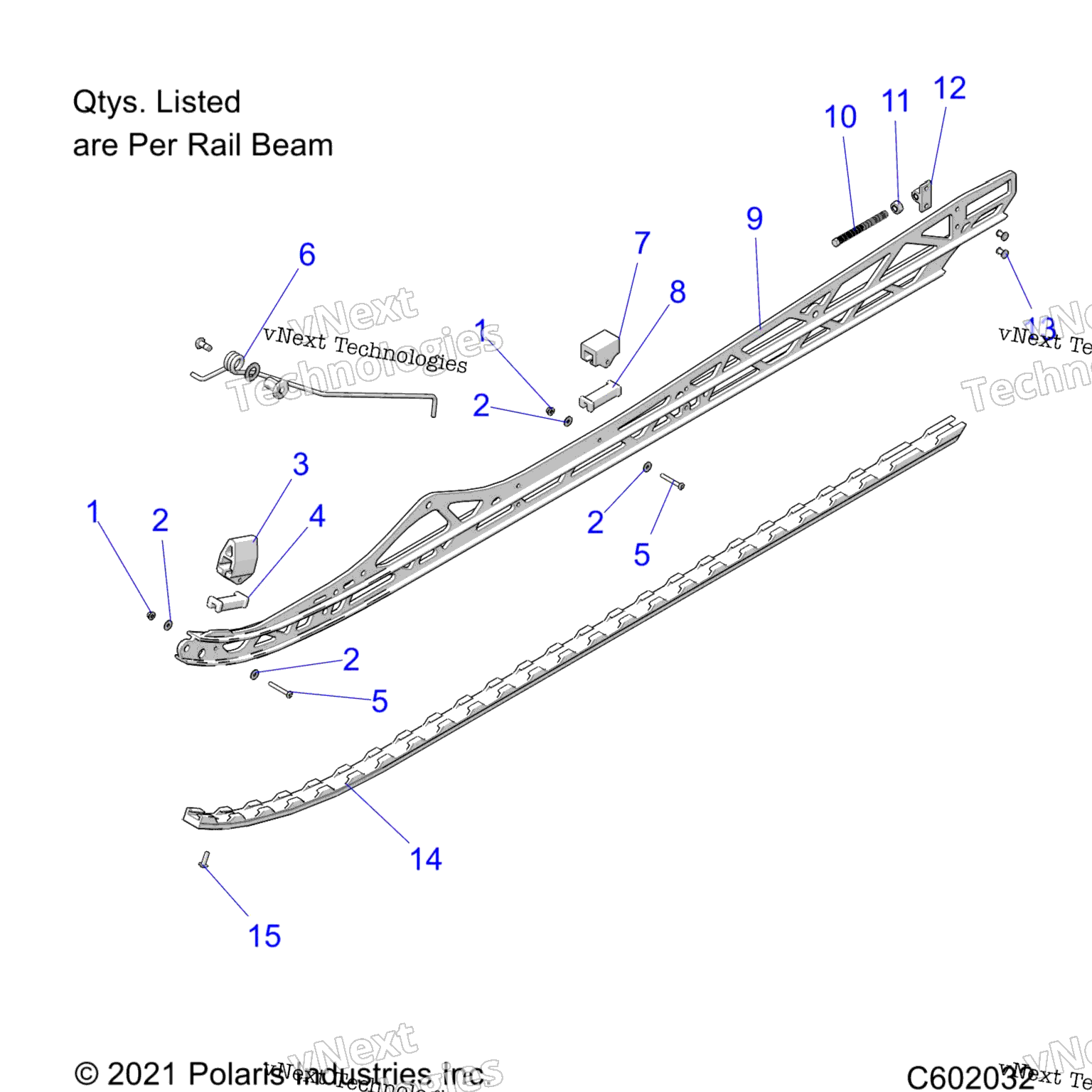 Схема узла Suspension, Rail Beam Mounting, Lh/Rh, 165\