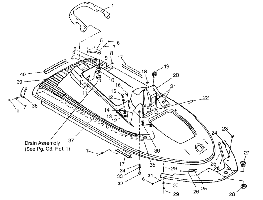 Схема узла Hull And Body Assembly (Sl 750 B954070) Для Polaris Sl 750