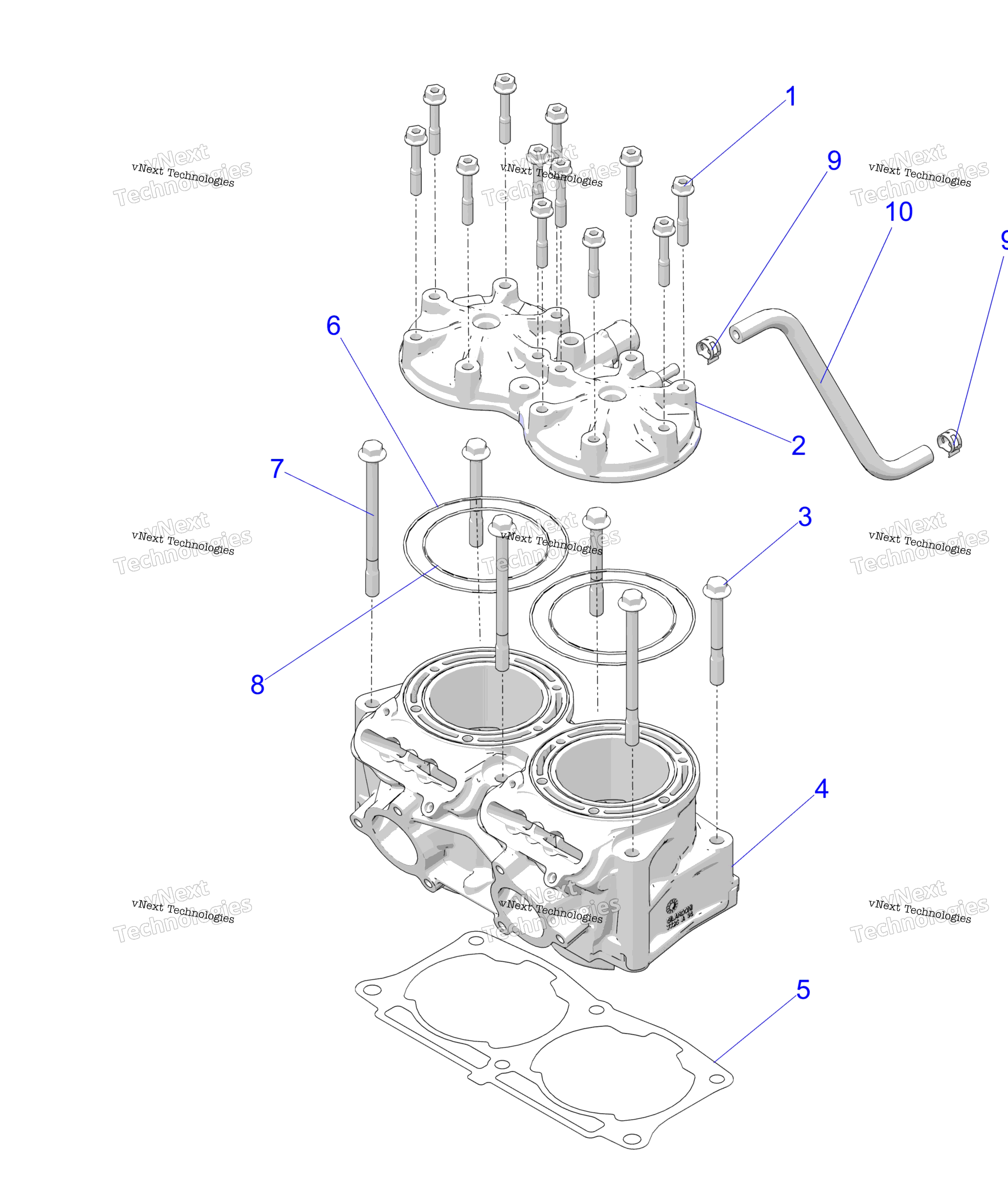 Схема узла Engine, Cylinder, Cyl. Head