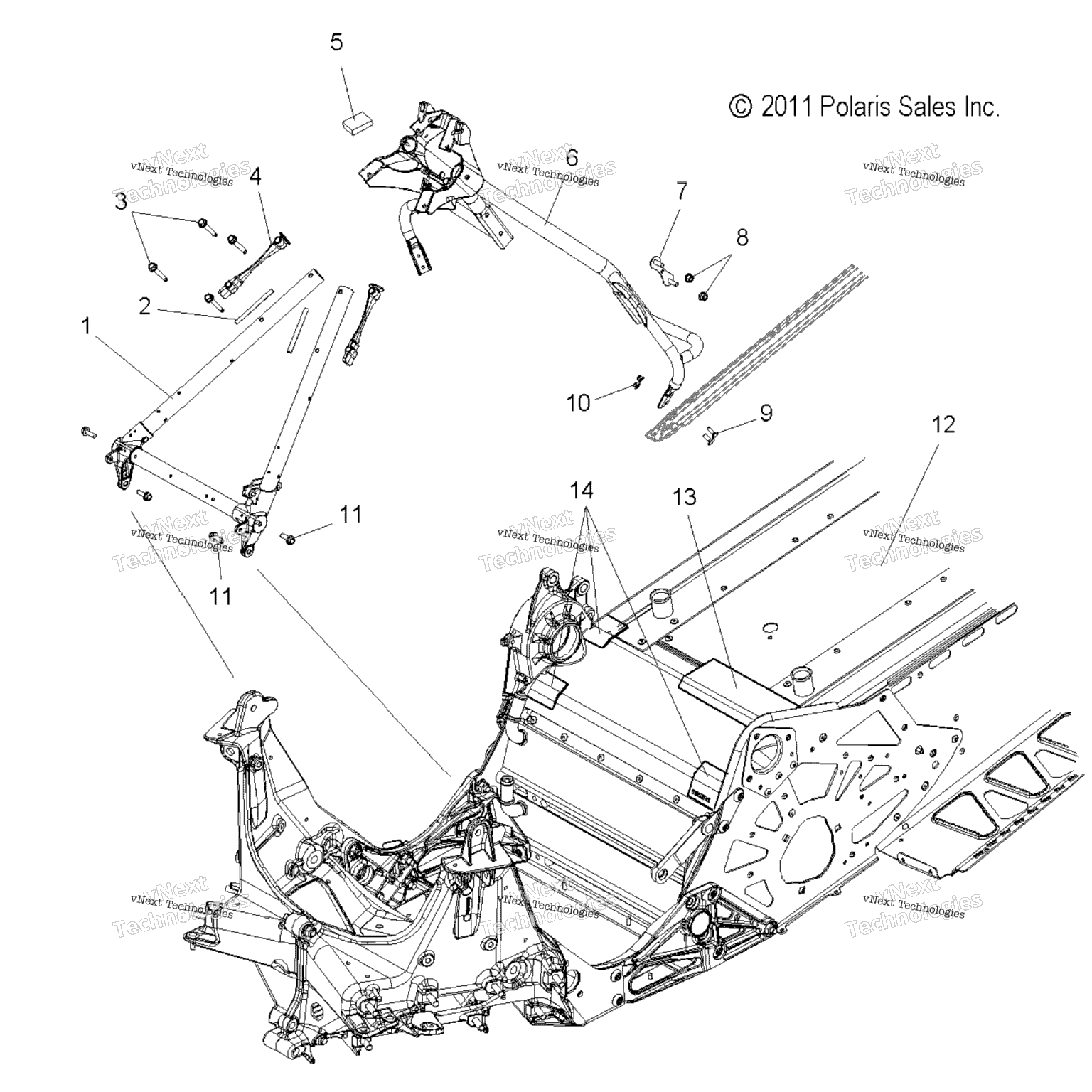 Схема узла Chassis, Chassis Asm. & Over Structure S12Cm6 All Options (49Snowchassisfrt212600Rmk)