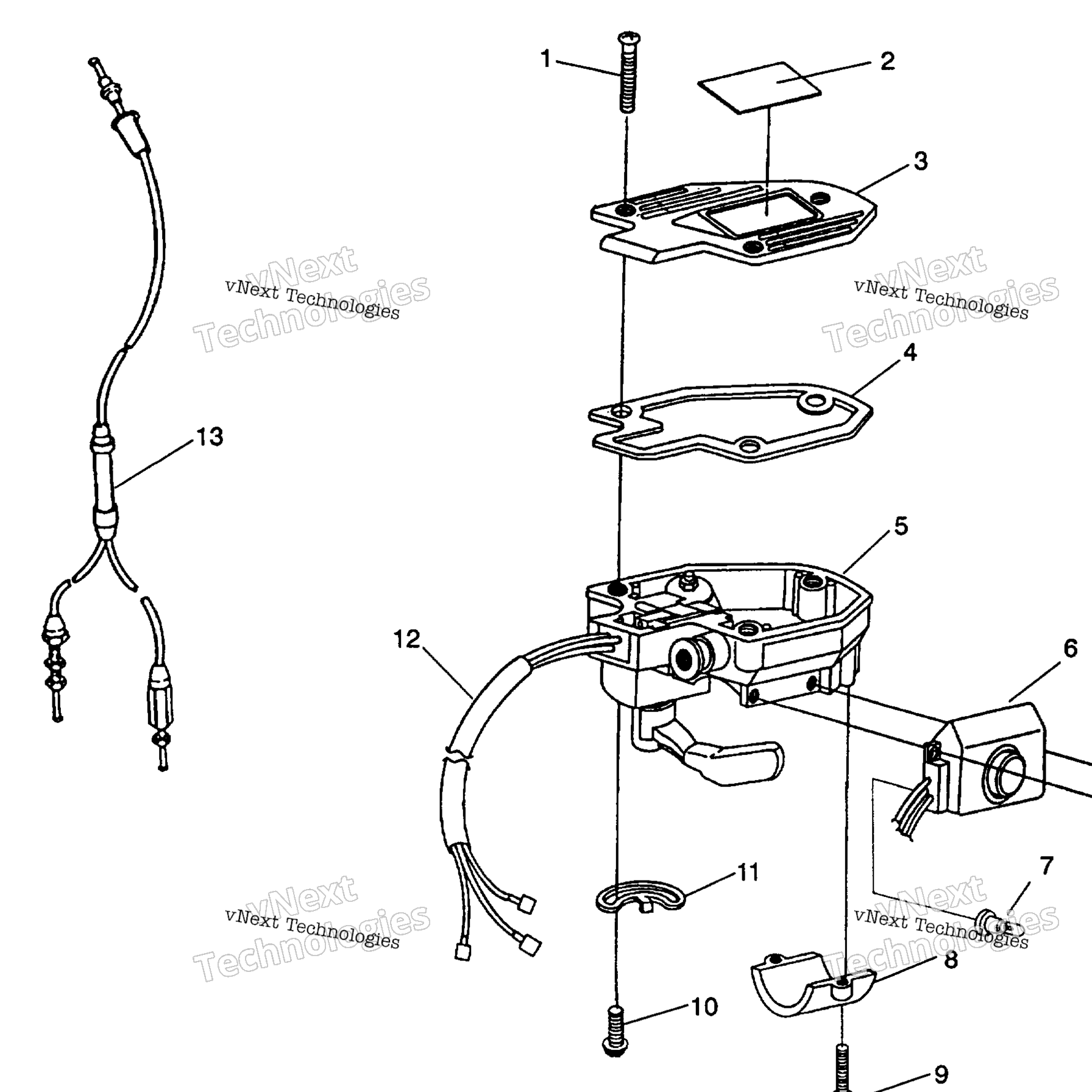 Схема узла Controls Throttle Asm./Cable 6X6 350L