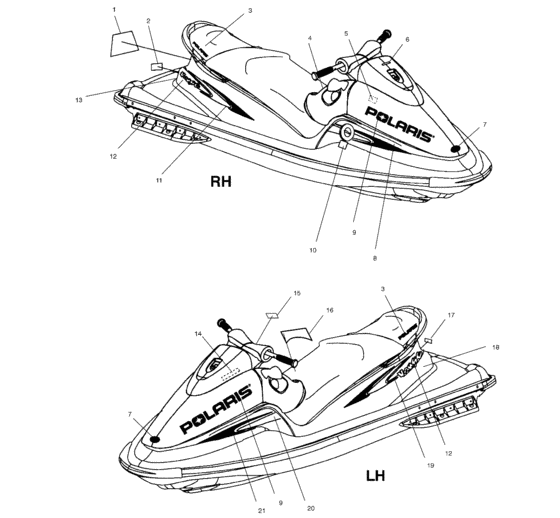 Схема узла Наклейки (W005199D) Для Polaris Virage Tx