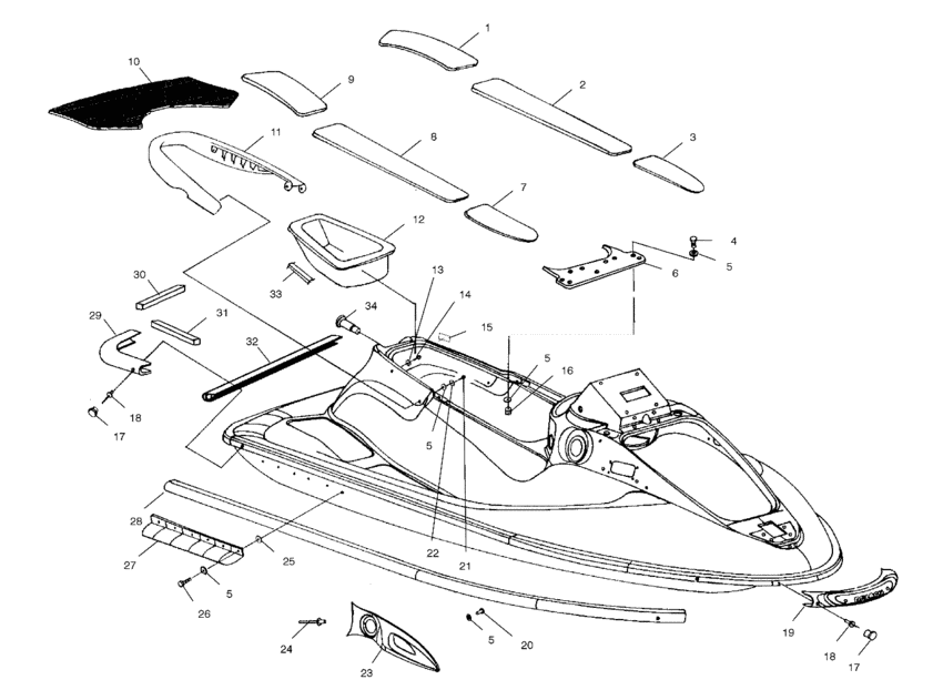 Схема узла Hull And Body (W014999D) Для Polaris Int\'l Pro 1200