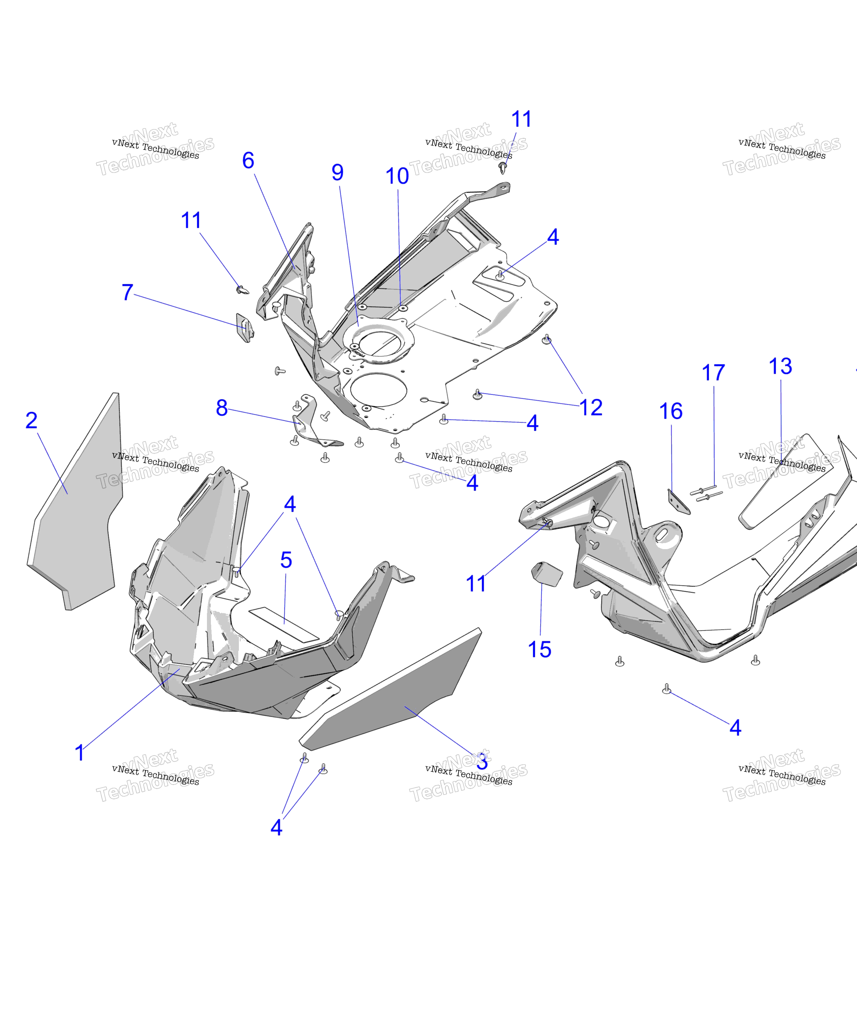 Схема узла Body, Nosepan Asm./Fenders