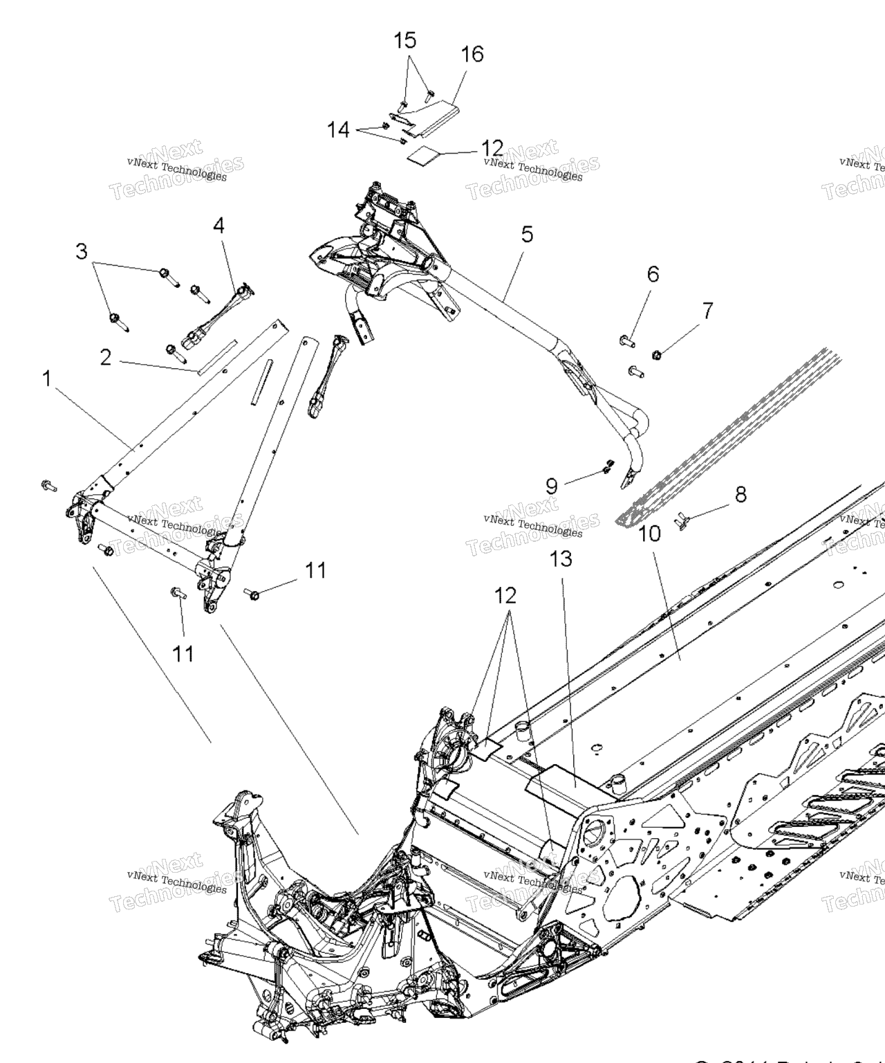 Схема узла Chassis, Chassis Asm. & Over Structure S12Ck6 All Options (49Snowchassisfrt212Rmk600)