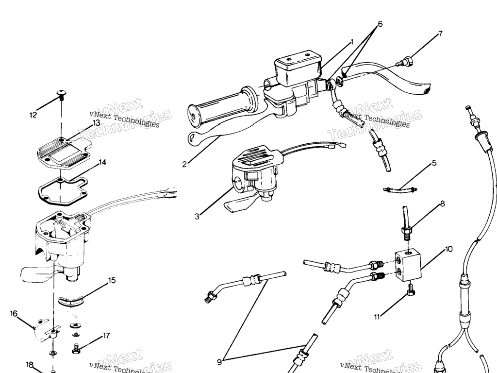 Схема узла Control Assembly, R.h. Updated 5/90