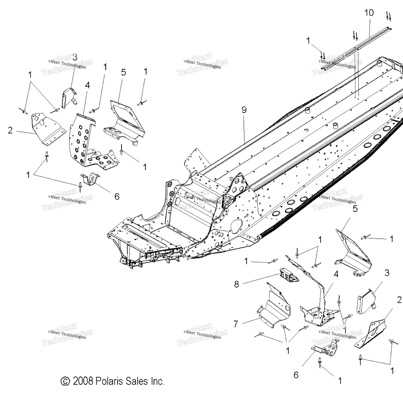 Схема узла Chassis, Asm. & Footrests