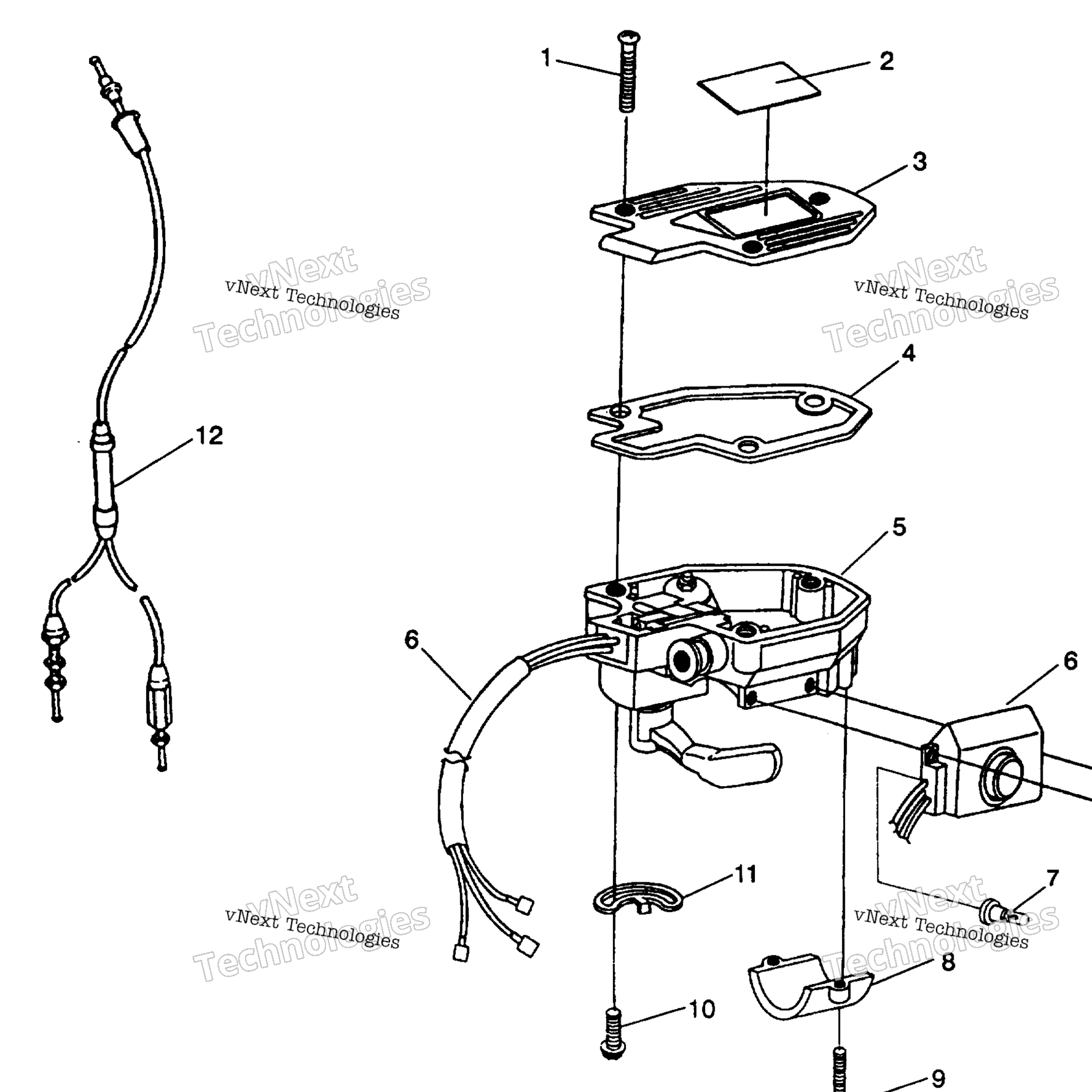 Схема узла Controls Throttle Asm./Cable 6X6 250