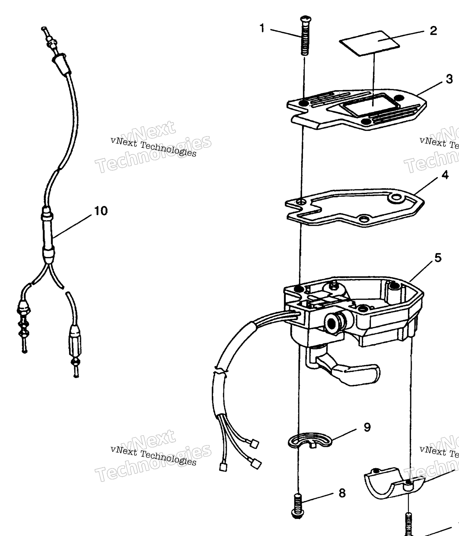 Схема узла Controlsthrottle Asm./Cable Trail Boss