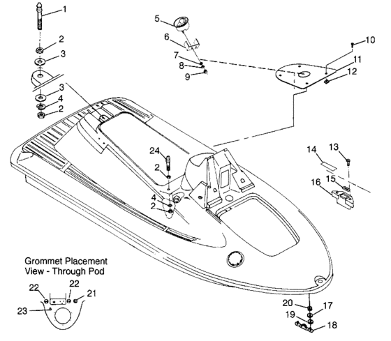 Схема узла Hull And Body (Sl 700 B974071, Intl. Sl 700 I974071, Sl 700 Deluxe B974072 A) Для Polaris Intl Sl 700 Deluxe