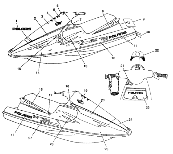 Схема узла Наклейки (Slt 750 B944170) Для Polaris Slt