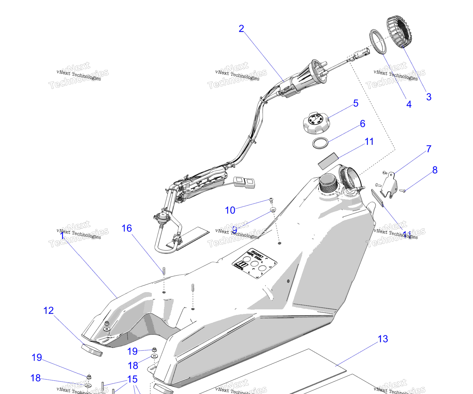 Схема узла Fuel System, Fuel Tank Asm. S25Tdz8Ms/Mel