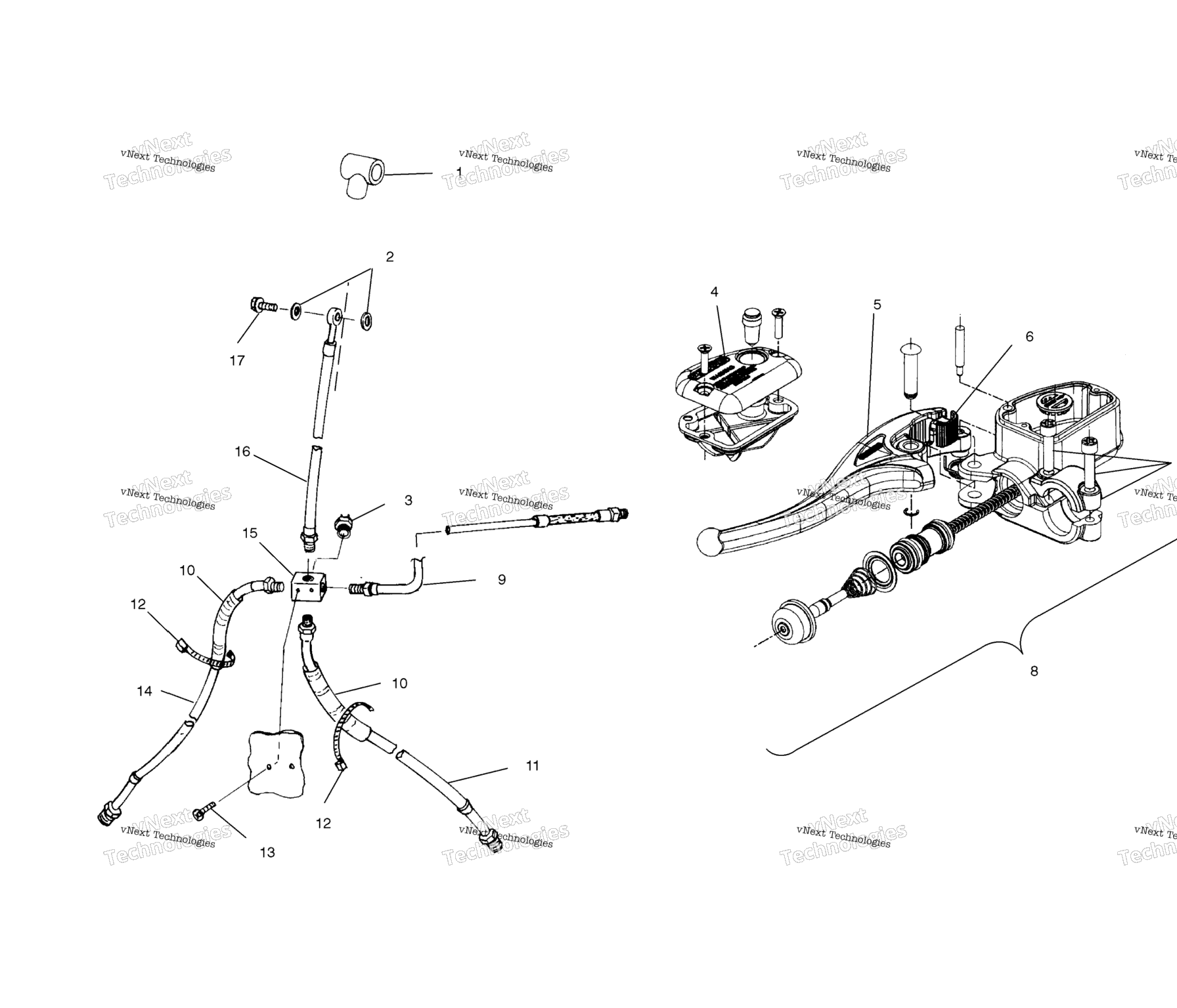 Схема узла Главный Цилиндр Управления/Тормозная Линия