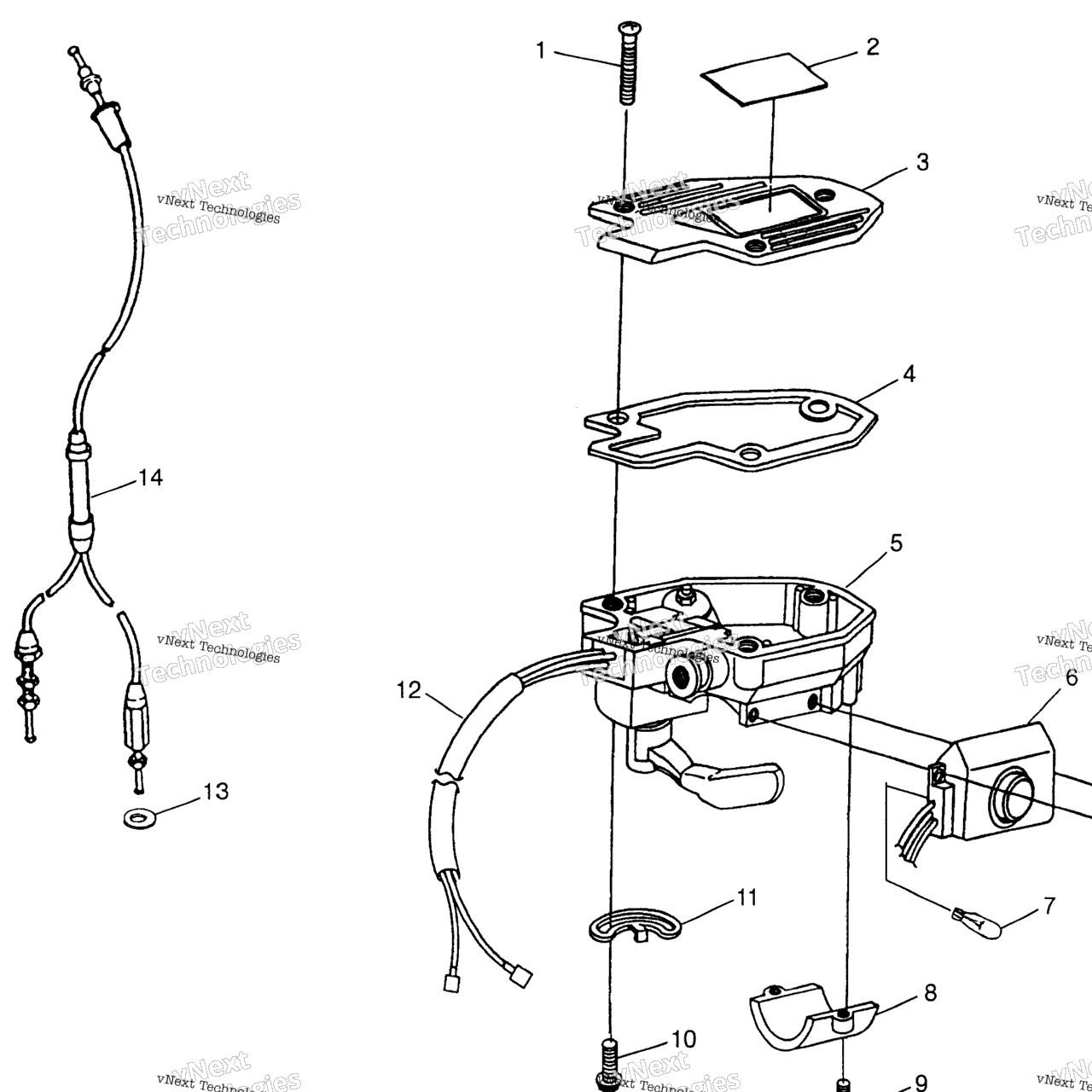 Схема узла Controls Throttle Asm./Cable Scrambler 400
