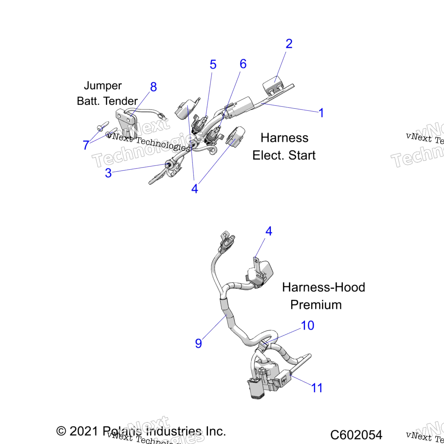 Схема узла Electrical, Wire Harness, Hood, Elec. Start