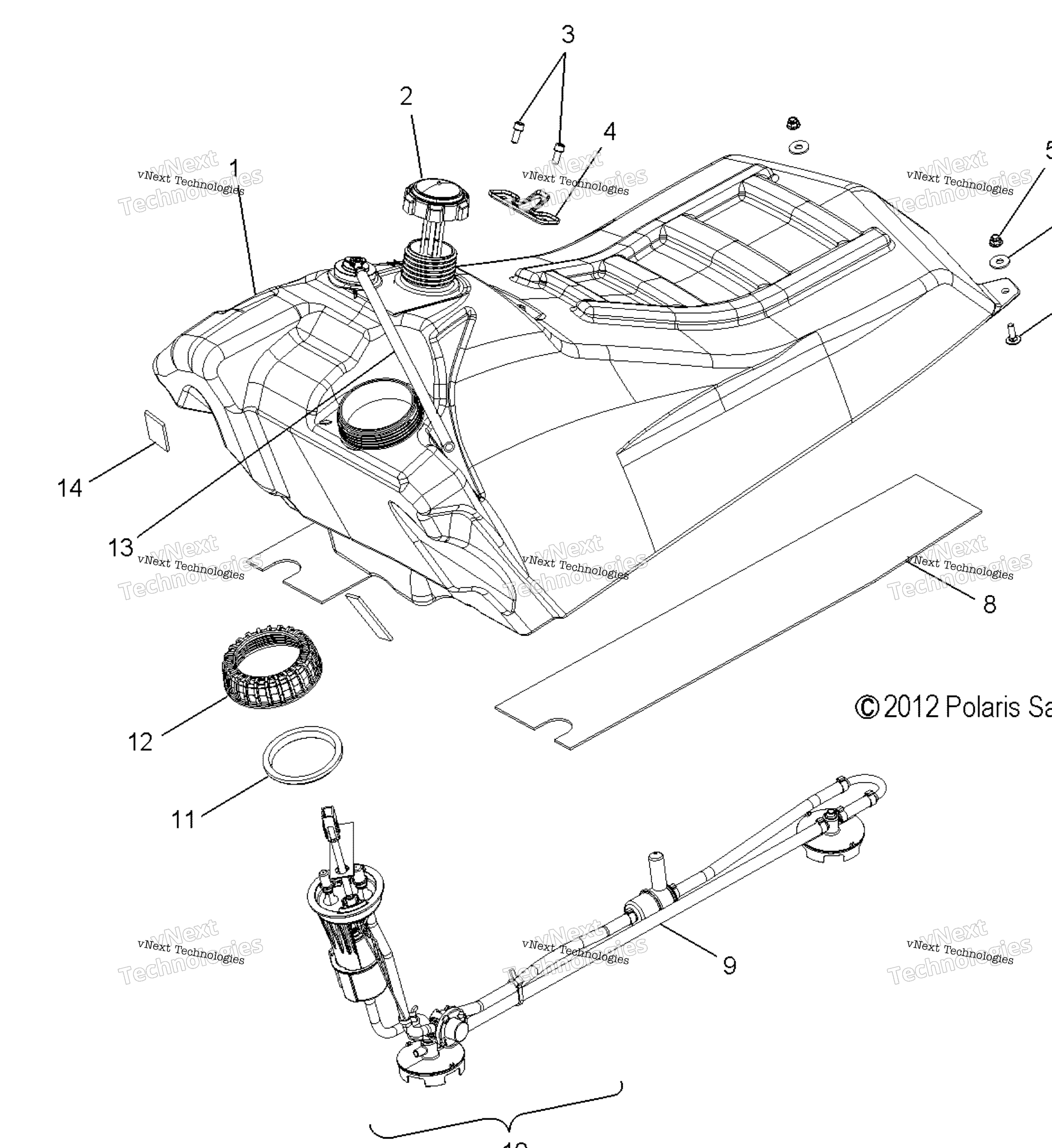 Схема узла Fuel System, Fuel Tank Asm. All Options