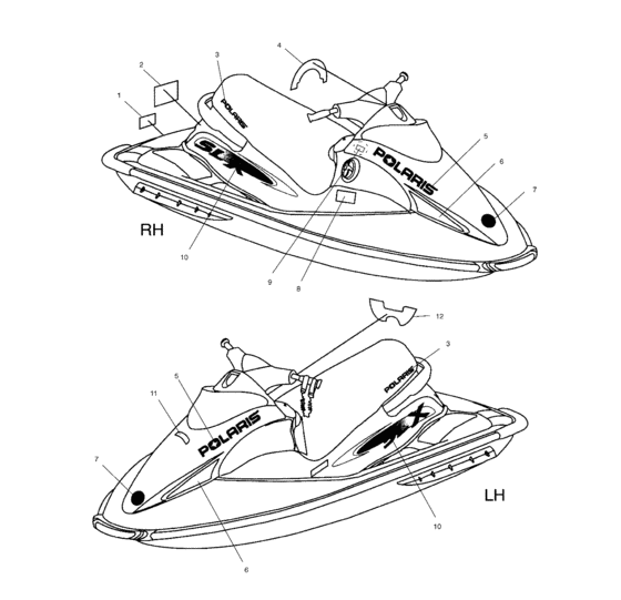 Схема узла Наклейки (W004699D) Для Polaris Slx