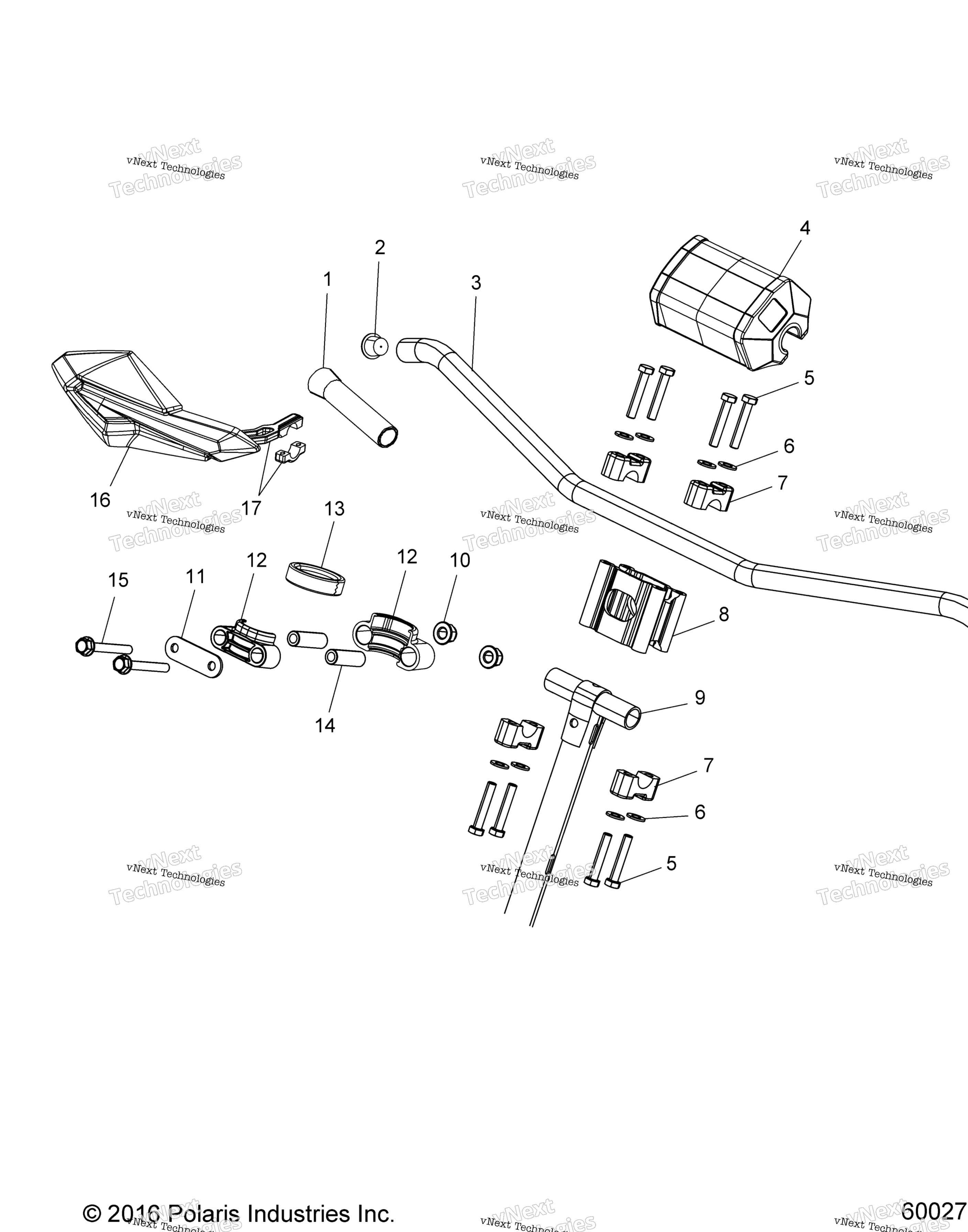Схема узла Steering, Upper & Handlebar Asm. All Options