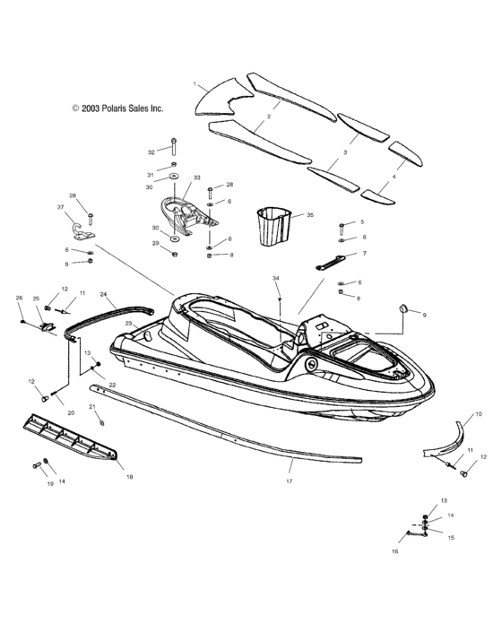 Схема узла Hull And Body (W045101Ca/W045101Ia) Для Polaris Virage I
