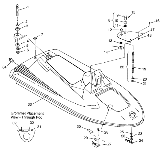 Схема узла Hull And Body Assembly (Sl 750 B954070) Для Polaris Sl 750