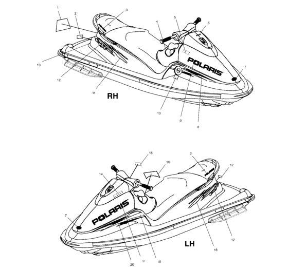 Схема узла Наклейки (W005197D) Для Polaris Int\'l Virage