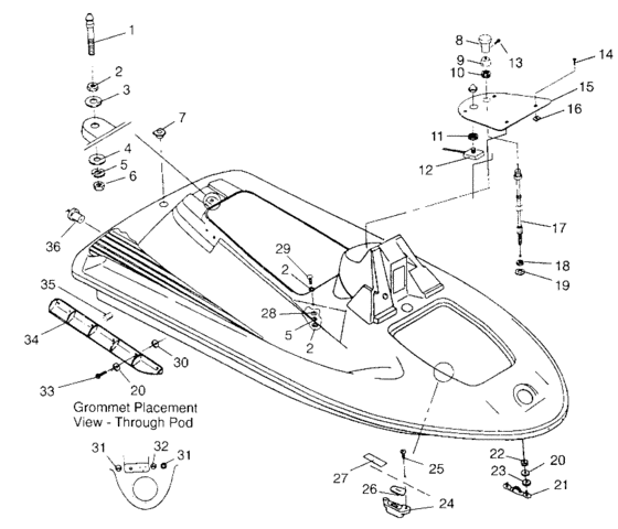 Схема узла Hull And Body (Sl 900 B964291 And Intl. Sl 900 I964291) Для Polaris Intl Sl 900