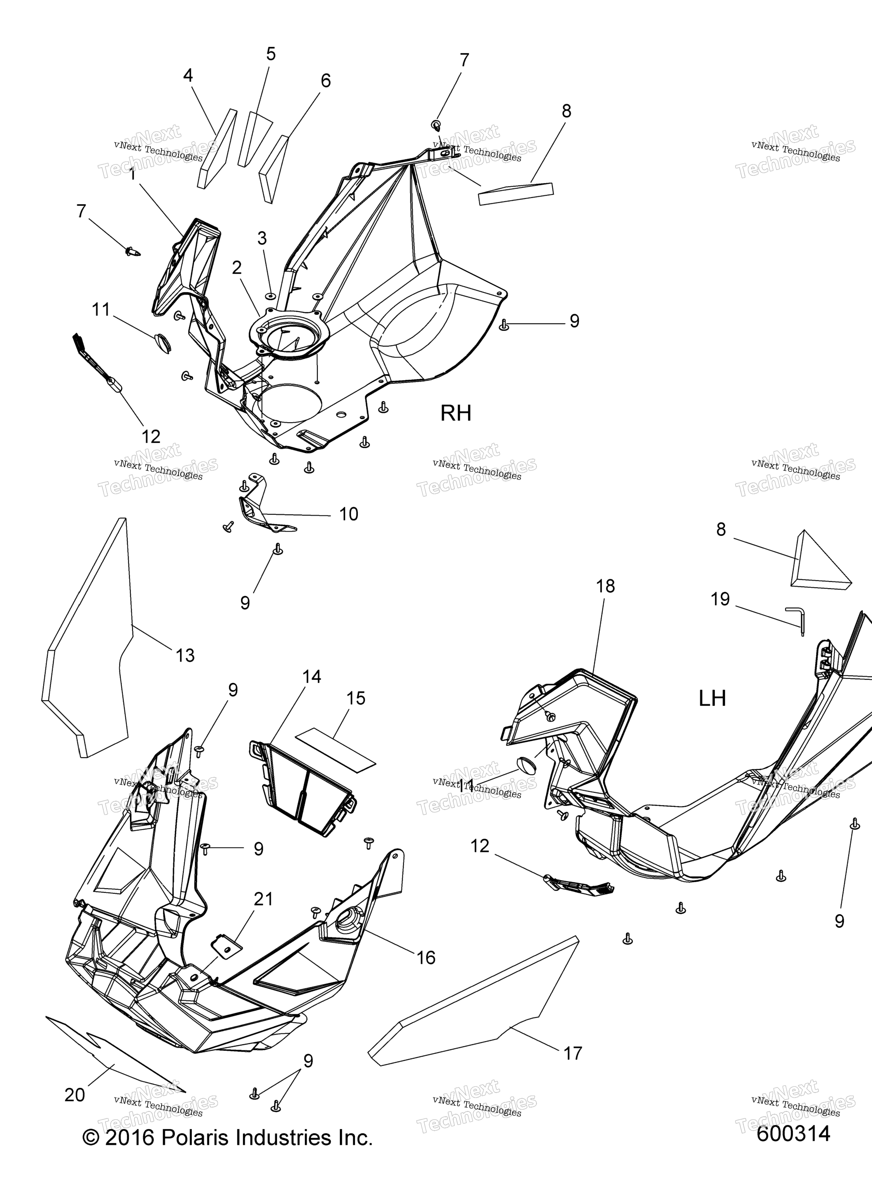 Схема узла Body, Fenders And Nosepan Asm. All Options