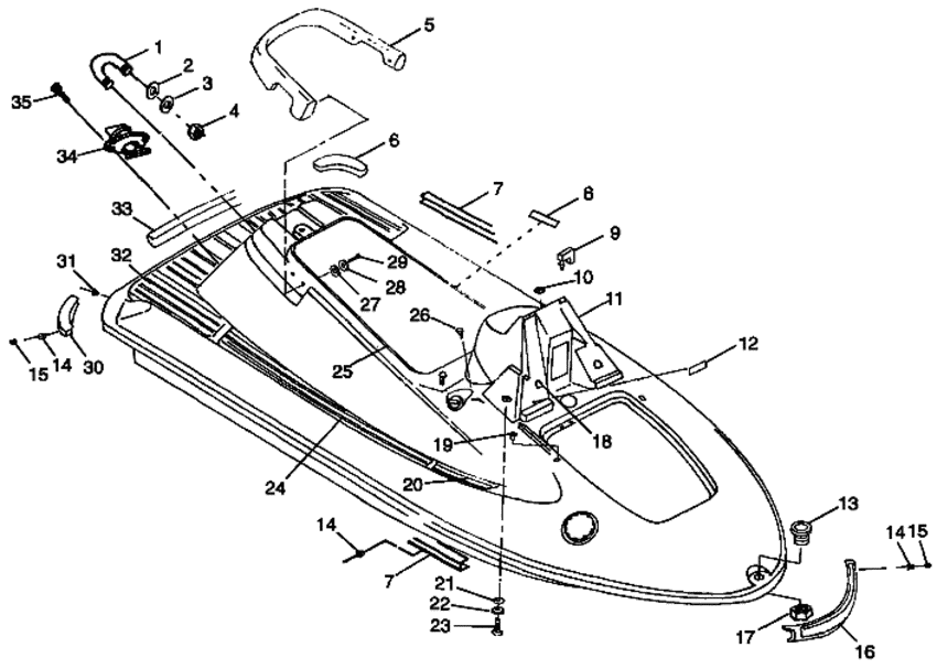 Схема узла Hull And Body (Sl 780 B974088 And Intl. Sl 780 I974088) Для Polaris Intl Sl 780