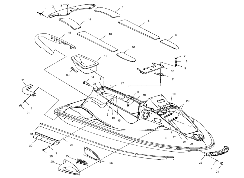 Схема узла Hull And Body (I994690) Для Polaris Intl Slx
