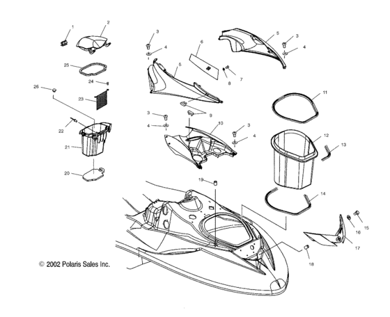 Схема узла Shroud And Storage (W035303Ca/Cb/Ia/Ib) Для Polaris Msx 140