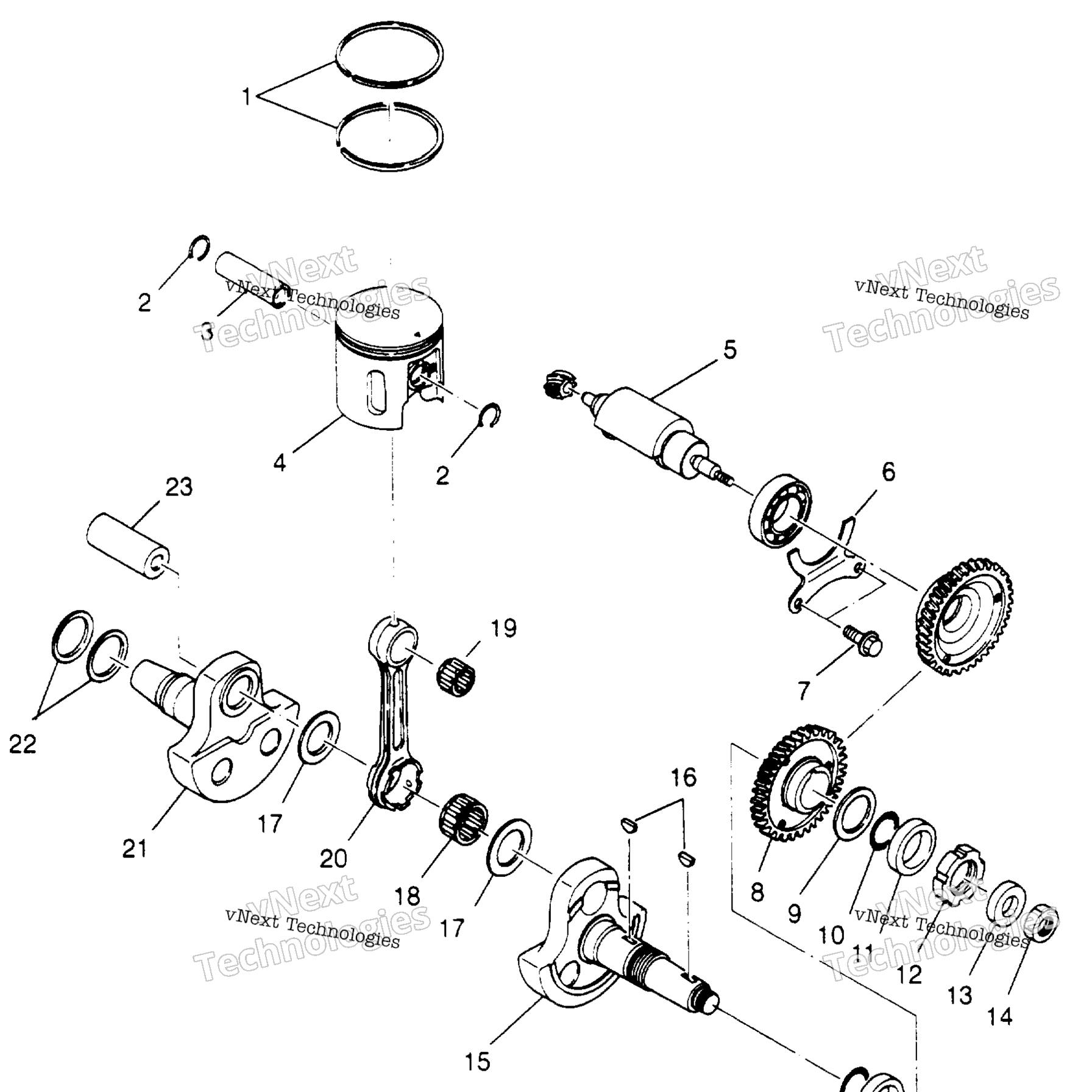 Схема узла Piston & Crankshaft 6X6 400L, U.s. , Swedish S958740 & Norwegian