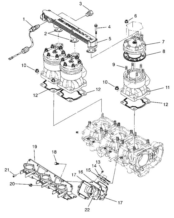 Схема узла Cylinder & Manifold (Sl 650 Std B954358) Для Polaris Sl 650 Std