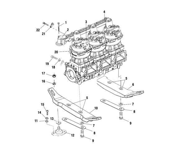 Схема узла Крепление Двигателя И Сопутствующие Детали (W015198D) Для Polaris Virage Txi