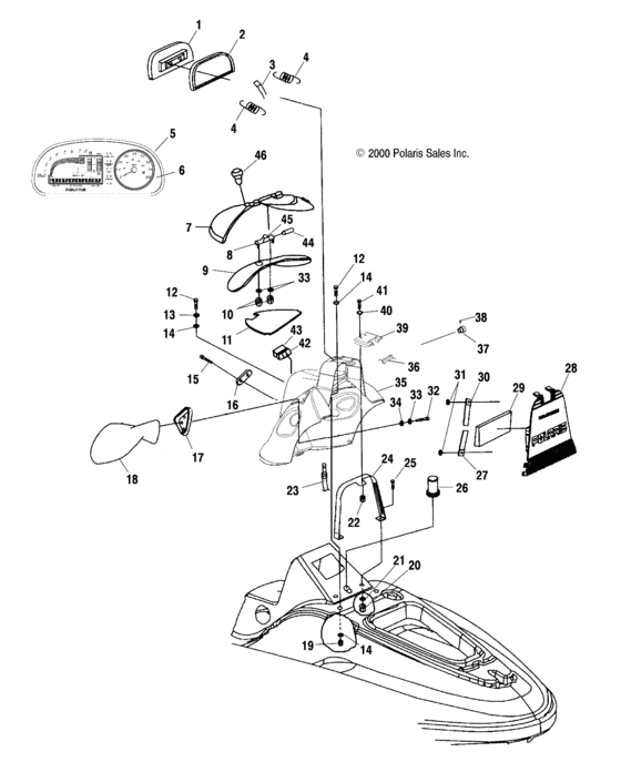 Схема узла Shroud (W005199D) Для Polaris Virage Tx