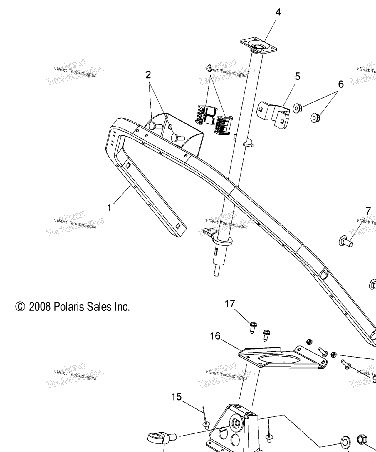 Схема узла Steering, Steering Post Asm. & Steering Hoop