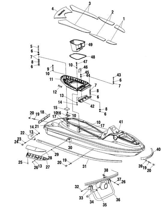 Схема узла Hull And Body (W015098D) Для Polaris Genesis I